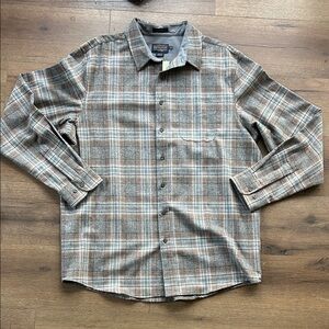 Pendleton Men's Gray and Brown Plaid Button Down Shirt ! XL Tall